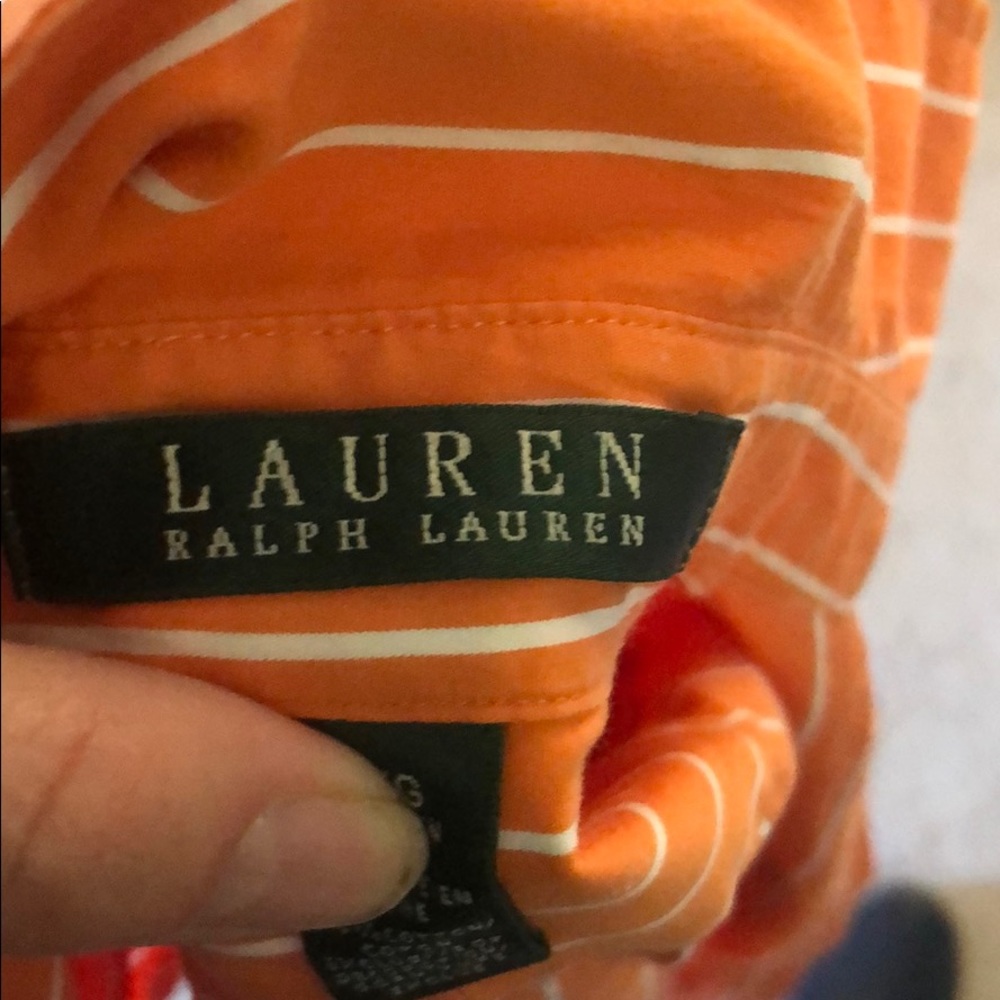 Ralph Lerann orange & white striped button-down